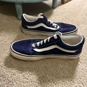 Vans Old Skool Blue White Suede Sneakers Size 7.5 Navy and White Sneakers